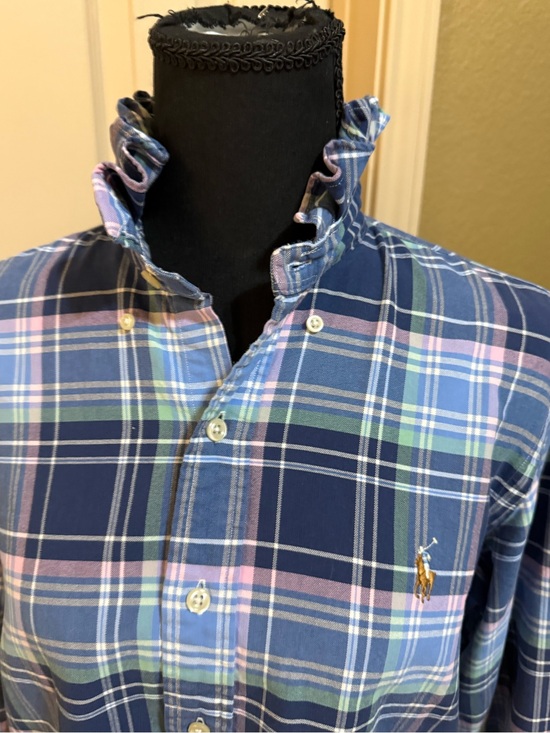 Ralph Lauren Other - Upcycled Mens Ralph Lauren Navy Plaid Button-Down Shirt with Pastel Accents